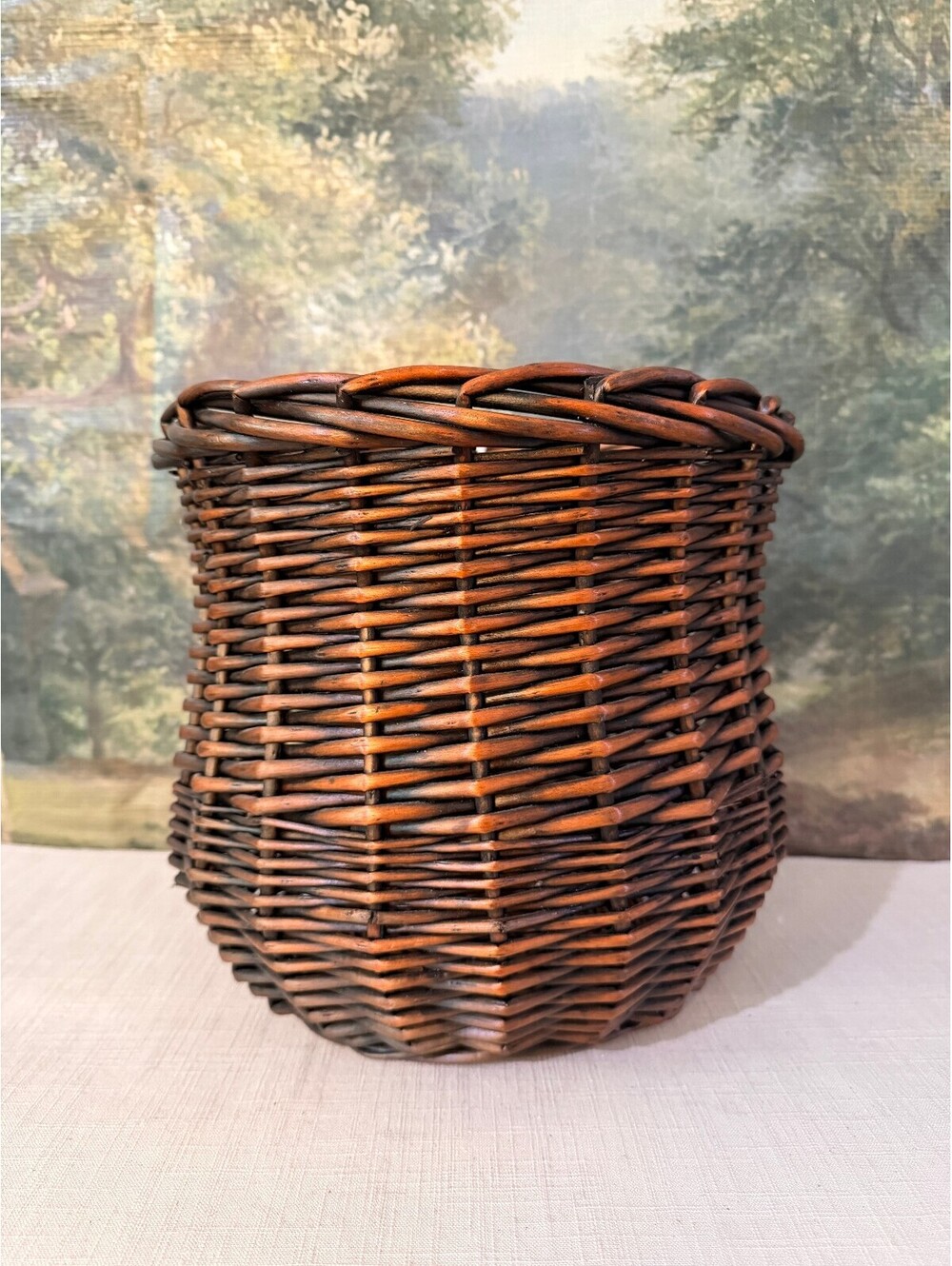 Wicker Brown Woven Round Basket